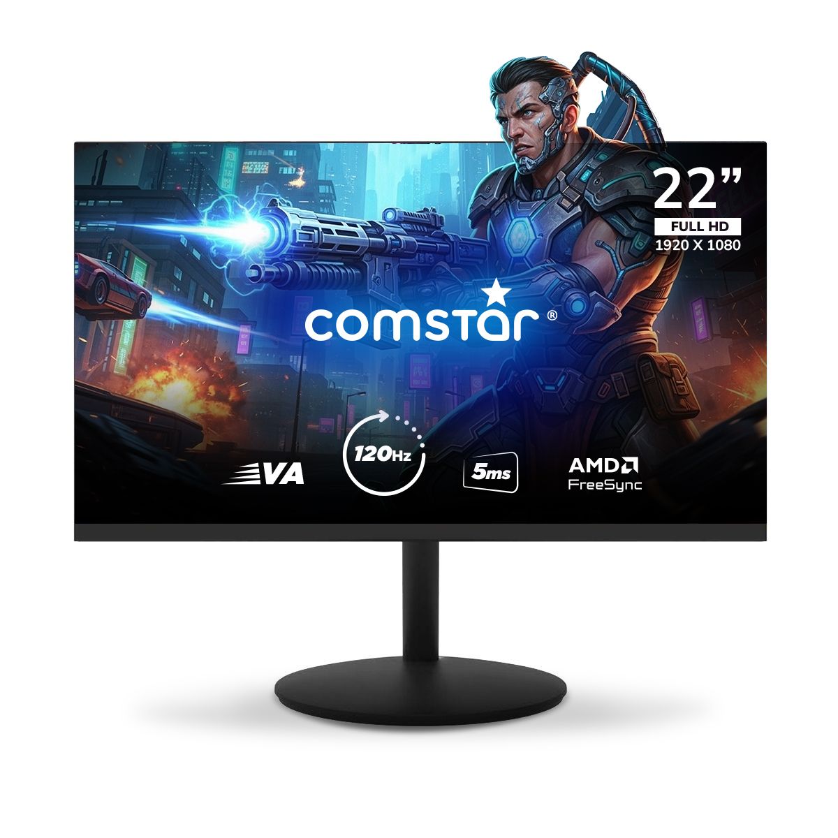 Monitor Gamer 22 Va Fhd 120hz Comstar Pantalla Compacta Negro